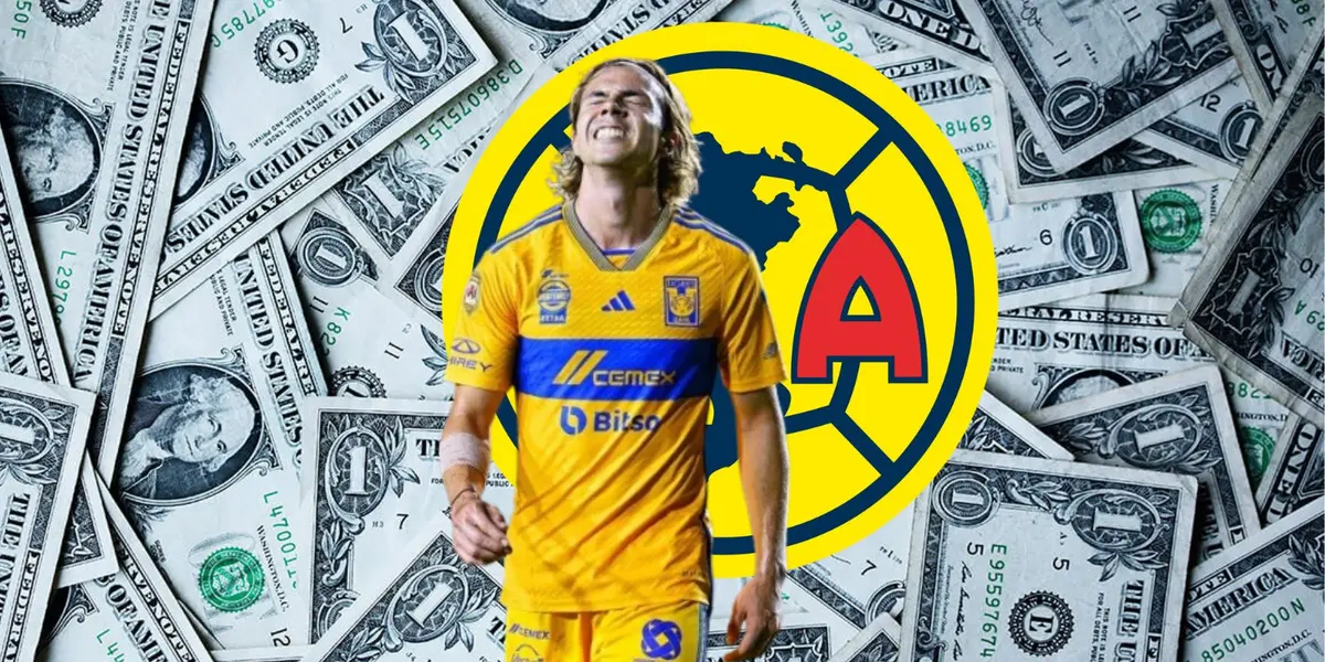 Córdova con Tigres y escudo del América/FOTO: Lado