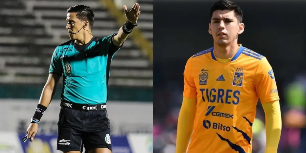 El árbitro central del encuentro entre Tigres y Pachuca se apoya del VAR para expulsar a Jesús Angulo