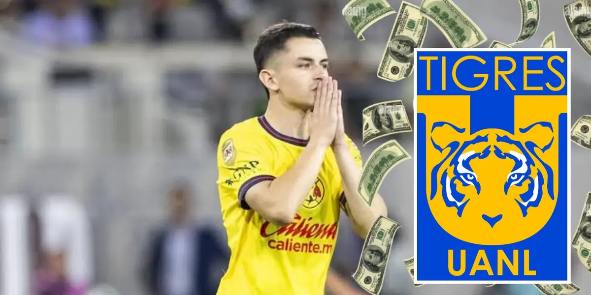 Fidalgo con América y escudo de Tigres/FOTO: Fútbol Total