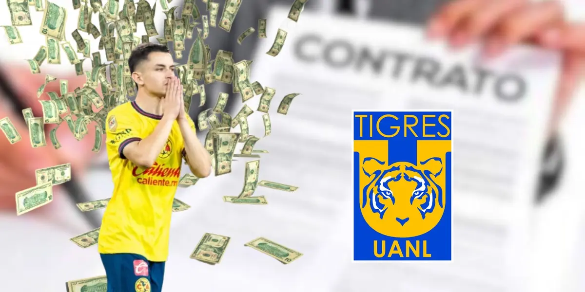 Fidalgo con América y escudo de Tigres/FOTO: Futbol total