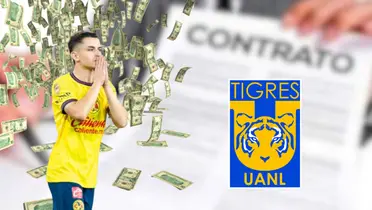 Fidalgo con América y escudo de Tigres/FOTO: Futbol total