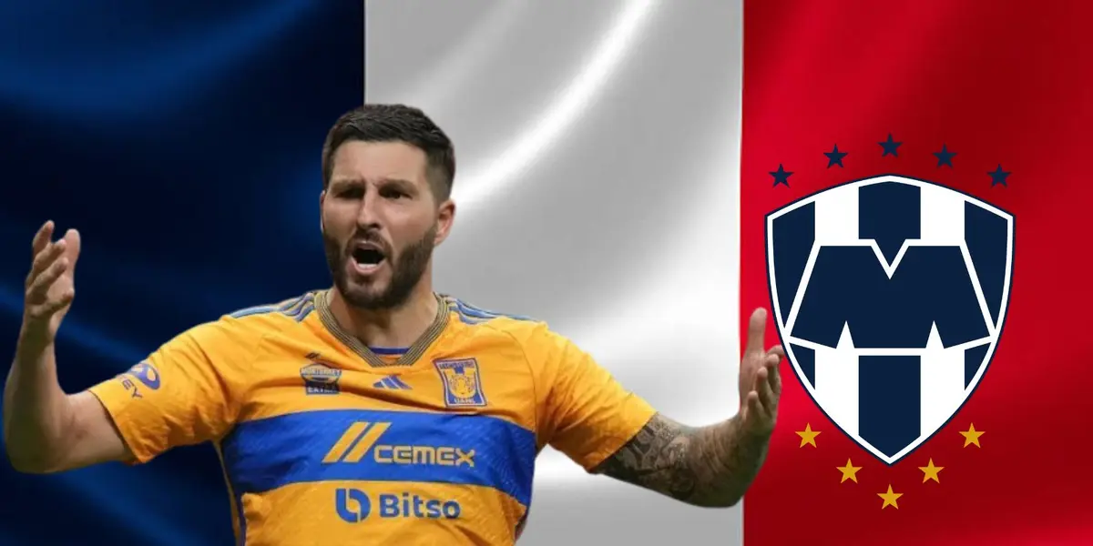 Gignac con la bandera de Francia y escudo de Monterrey/FOTO: ESPN