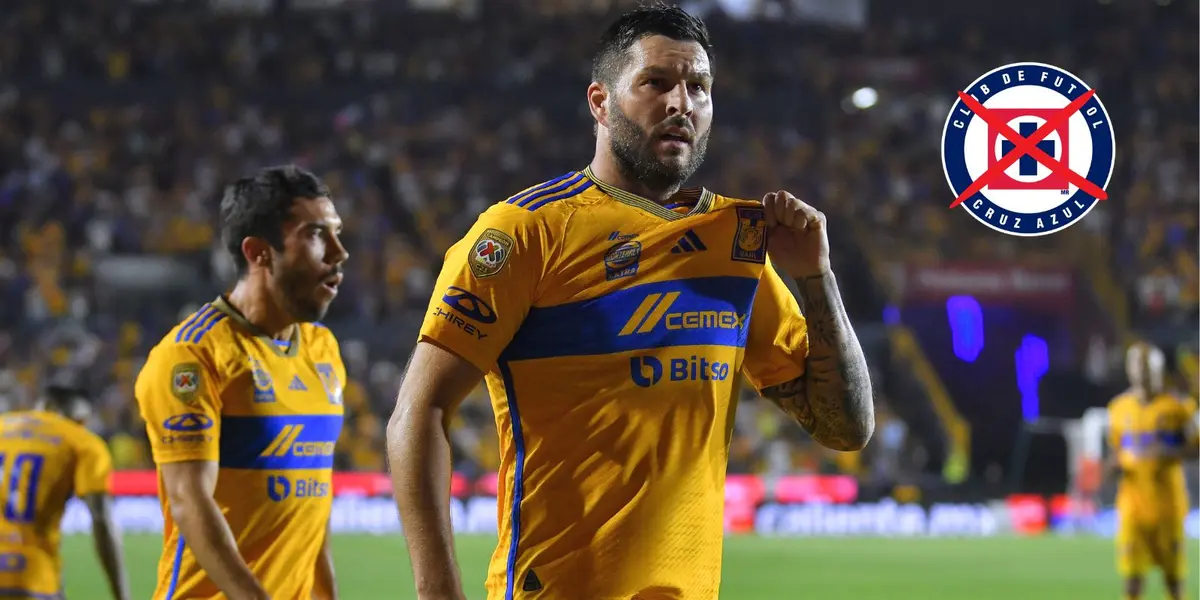 Gignac y el escudo de Cruz Azul/FOTO: Leagues Cup
