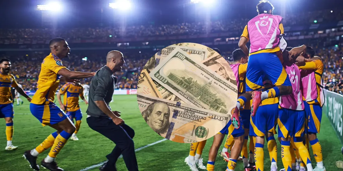 Guido Pizarro celebrando con los jugadores de Tigres Foto: Tigres UANL y Pexels