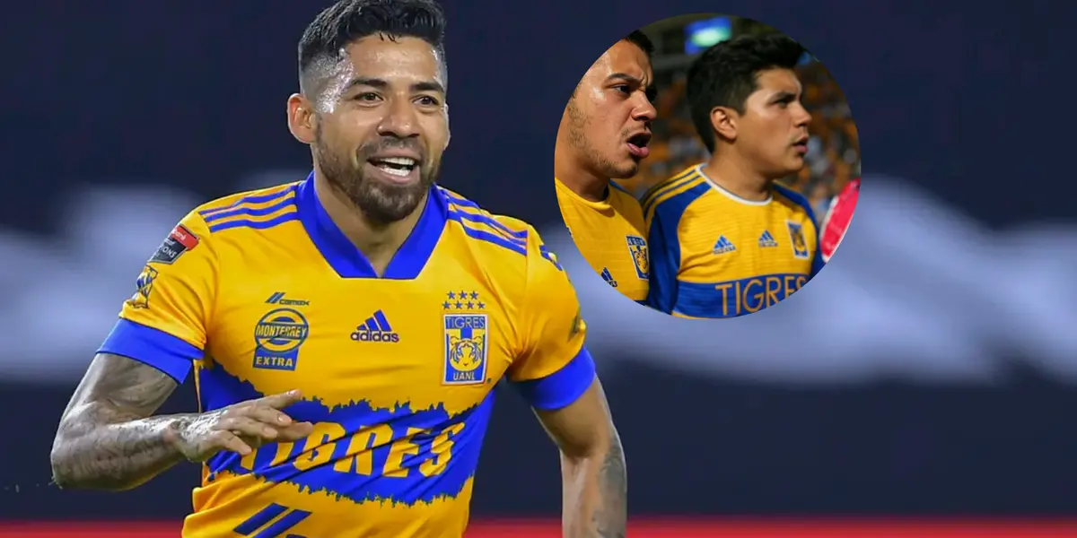 Javier Aquino y Aficionados de Tigres Foto: Concacaf e Imagen creada con Grok