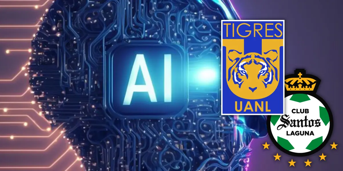 La predicción de la Inteligencia Artificial con el Tigres vs Santos Laguna Foto: Escudoteca y SCI Web