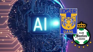 La predicción de la Inteligencia Artificial con el Tigres vs Santos Laguna Foto: Escudoteca y SCI Web