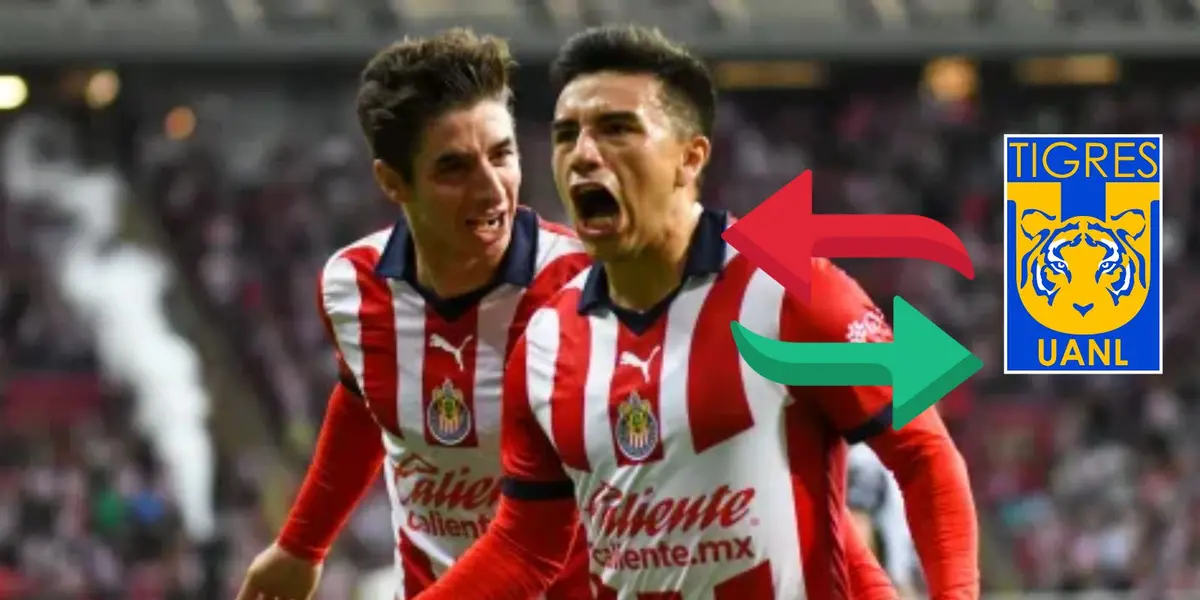Nene con Chivas y escudo de Tigres/FOTO: Récord