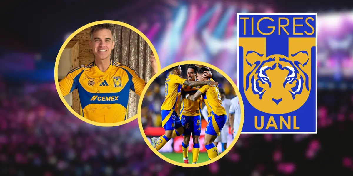 Robbie Williams y Club Tigres Foto: Tigres, Pexels y Escudoteca