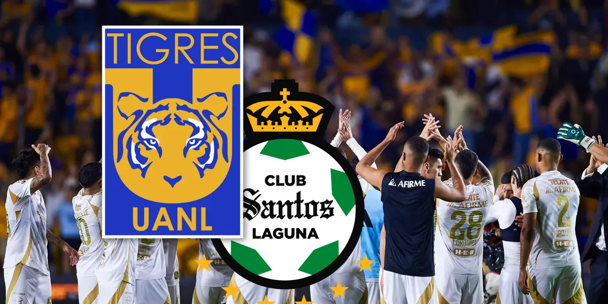 Tigres UANL vs Santos Laguna Foto: Escudoteca y Tigres UANL