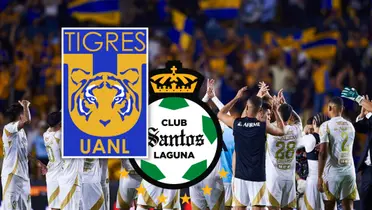 Tigres UANL vs Santos Laguna Foto: Escudoteca y Tigres UANL