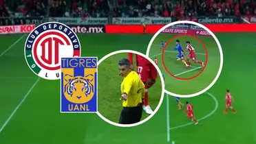 Toluca vs Tigres UANL Foto: Captura de TUDN y Escudoteca